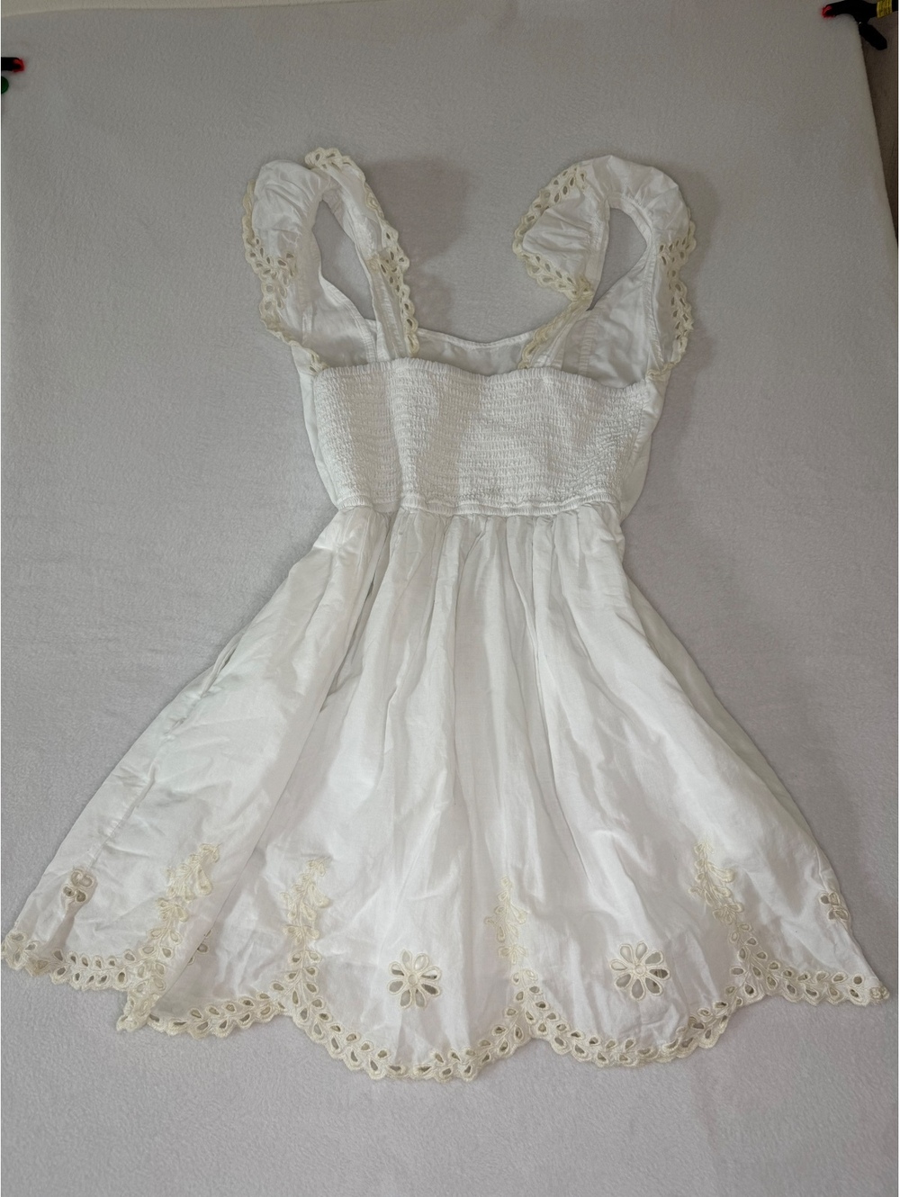 American Eagle White Eyelet Embroidered Mini Dress Women’s Large W Pockets - Picture 3 of 7